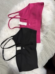 2-Pack Seamless Wireless Sports Bras Pullover Solid Pink & Black