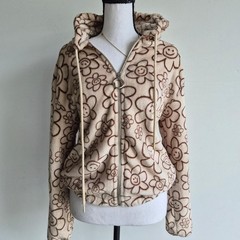 Fire & Fleur Fleece Zip Up Hoodie Womens M Murakami Coquette Streetwear Harajuku