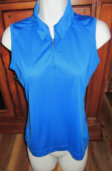 Nike Golf Dri Fit Sleeveless 1/4 zip collard blue shirt size XS 0-2