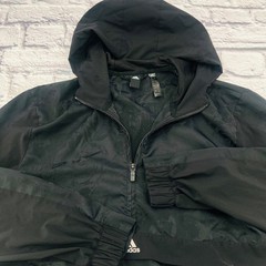 Adidas Womens Black Floral Print 1/4 Zip Pullover Hooded Jacket Size Large