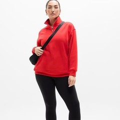 ATHLETA Forever Fleece Quarter Zip Sweatshirt Cardinal Red Small S