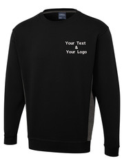 Personalised Embroidered Two Tone Crew Neck Sweatshirt Custom Text Logo Unisex