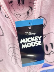 Disney Mickey Mouse Hoodie Sweatshirt Women Large Pink AOP Full Zip Fleece NWT
