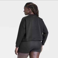 Women’s Airy Sleek Sandwash Crewneck Sweatshirt – All In Motion Black Size XXL