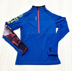 Reebok PlayWarm Women’s S Blue 1/4 Zip Mock Neck Long Sleeve Pullover Top