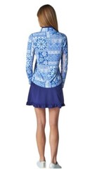 Gottex LifeStyle UPF 1/4 Zip Long sleeve Pullover Geo Printed S M L XL Blue B1