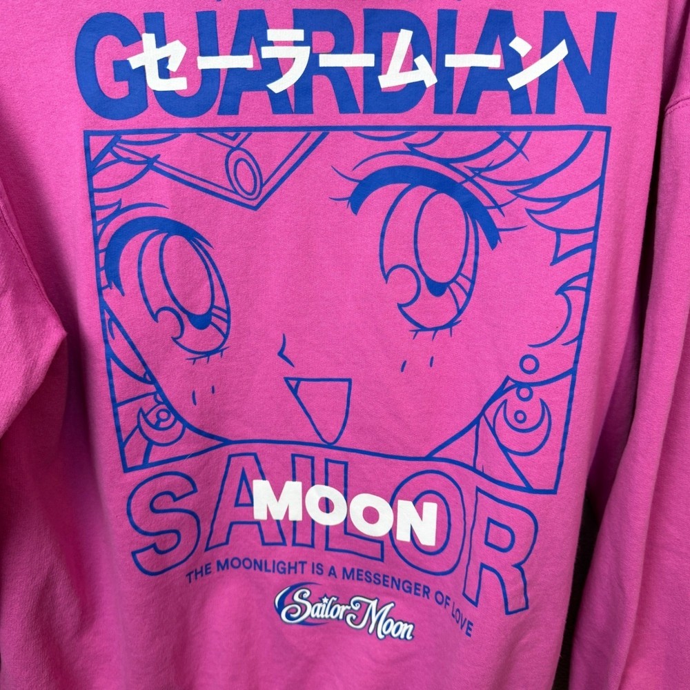 Sailor Moon Zip Hoodie Womens XXL Pink Pretty Guardian Anime Graphic Sweatshirt