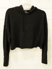 Womens Size Small Black Hooded Nike Yoga Dri-Fit Crop Top EUC