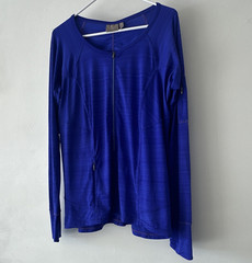 Athleta Women’s Blue 1/2 Zip Stretch Knit Track Jacket Pockets XL