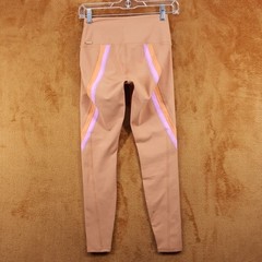 L SPACE Leggings Womens Small Tan Orange Stripe Pull On Crop Active Gym WREN