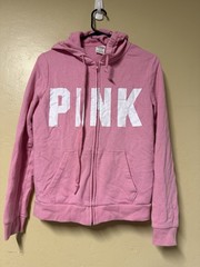 PINK Women’s Full Zip Hoodie & Jogger Set Logo Drawstring Pockets Pink S