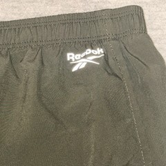 Reebok Womens XL Green Athletic Running Shorts Side Vertical Text Logo Split Hem