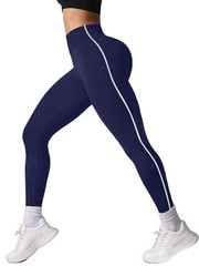 High Waisted Scrunch Butt Lifting Striped Leggings for – Buttery Soft Tummy C…