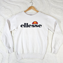 Ellesse Jumper Sweatshirt Pullover Women’s Size 6 White Oversize Baggy