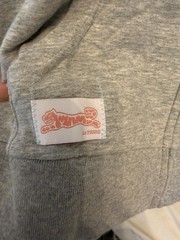 Le Tigre Gray with Pink Blue White Lining Heart Hoodie Size Large