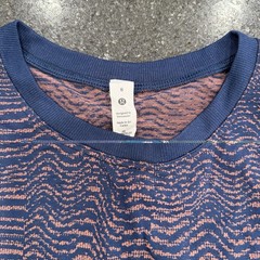 LULULEMON Train To Be Short Sleeve Shirt Ripple Wave Mineral Blue Orange size 8