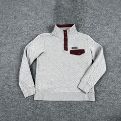 Patagonia Sweatshirt Womens Small Gray Quilted Mock Neck Snap Pullover Pocket