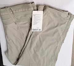 New Lululemon 10 Dance Studio Mid-Rise Crop Lined Pants LW6BAPS Raw Linen RWLI