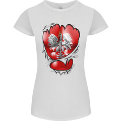 Gym The Polish Flag Ripped Muscles Poland Womens Petite Cut T-Shirt