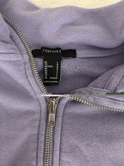 FOREVER 21 Women’s L Purple Cotton Fleece Full Zip Mock Neck Sweatshirt