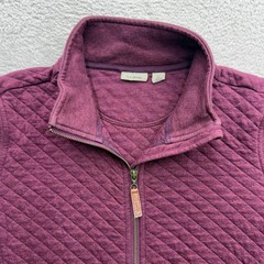 LL Bean Womens Quilted Full Zip Sweatshirt Jacket Plum Purple Size L 508104*