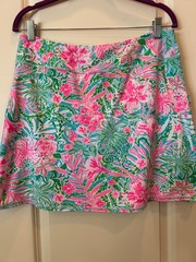 Lilly Pulitzer Maryana Skort Pink Aqua Green Pink Tropical Floral Print Sz: Lrg