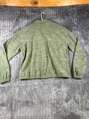 Avalanche Top Womens Large Green Stretch Long Sleeve Drawcord Hem 1/4 Hide Zip