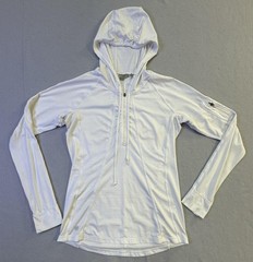 Athleta Hoodie Womens Small White 1/2 Zip Lightweight Jersey Pullover Athletic
