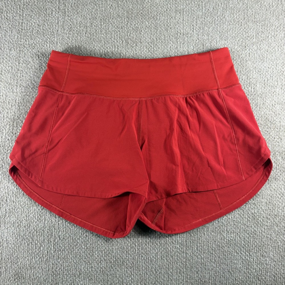 Lululemon Shorts Womens 6 Red High Rise Running Lined 3.5 In Inseam Gym Yoga