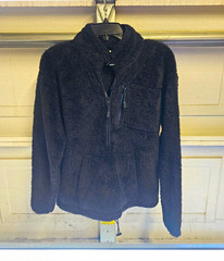 PINK Victoria’s Secret Sherpa Fleece 1/2 Zip Hoodie Pullover Black S