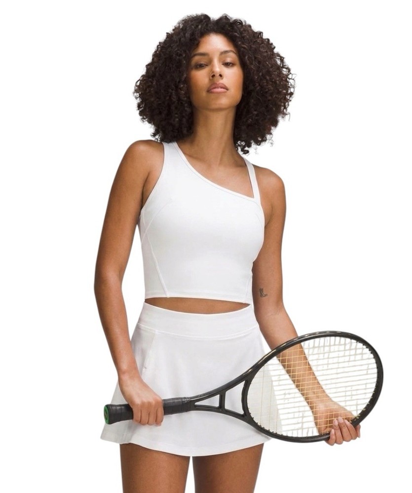 Lululemon Everlux Asymmetrical Tennis One Shoulder Sports White Bra size 6