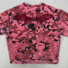 Staple Pigeon Sweatshirt Womens Large L Red Camo Embroidered Wing Fleece Sweater