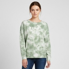 Tommy Hilfiger Sport Womens XS Green Tie-Dye Oversized Sweater Cotton Sporty