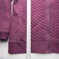LL Bean Womens Quilted Full Zip Sweatshirt Jacket Plum Purple Size L 508104*