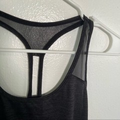 Layer 8 Women’s Size Small Racerback Tank Top Heathered Black Mesh Qwick-Dry