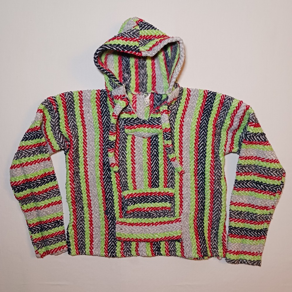 San Jose Womens Baja Hoodie Large Multicolor Crop Wool Acrylic Blend