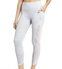 Athleta Jacquard High Rise Chaturanga Cropped Mesh Leggings Gray Yoga Gym Medium