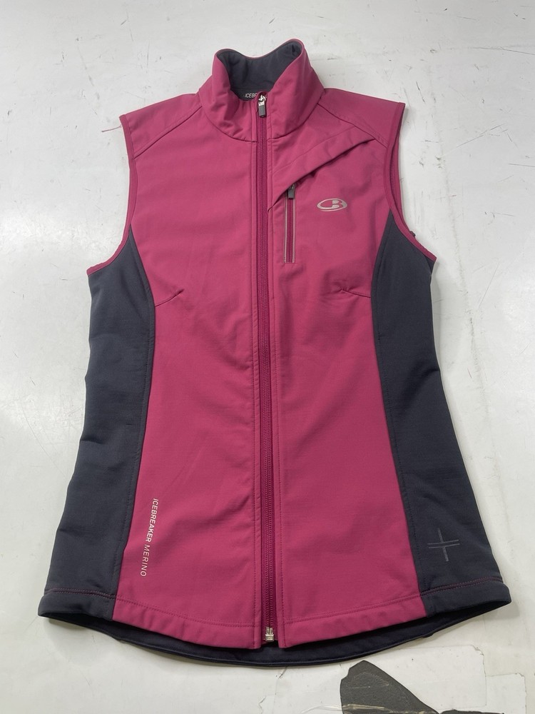 Icebreaker Merino GT Vest Womens XS Pink Softshell Full Zip Hiking Running