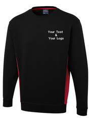 Personalised Embroidered Two Tone Crew Neck Sweatshirt Custom Text Logo Unisex
