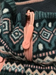 Kari Traa Olga Fleece Size Large Inca Print Zip Pockets Full Zip Gray Blue Pink