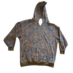 Natural Life Floral Oversized Hoodie Sweatshirt Purple Blue Olive Green S/M