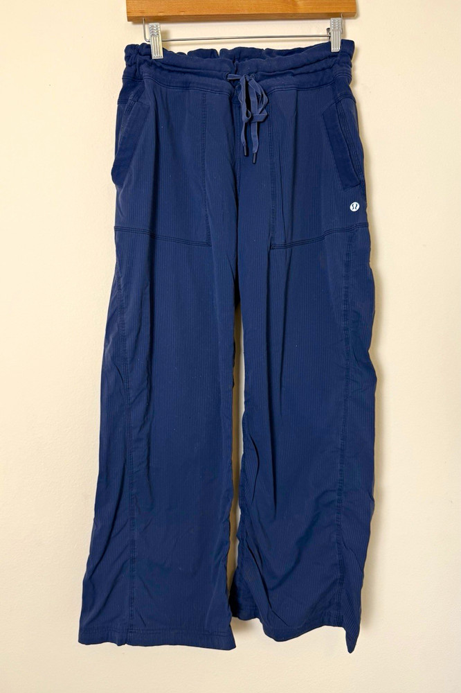 Lululemon Dance Studio Pants Unlined Navy Blue Drawstring Athletic Yoga 10 Good