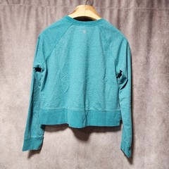 Sweaty Betty After Class Turquoise Teal Marl Cropped Raglan Sweatshirt Large L