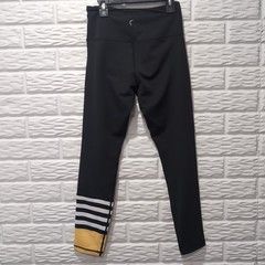 Zyia Legging Activewear Full Length Womens 4 Black White Stripe Yellow BumbleBee