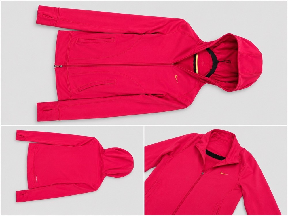Nike Therma-Fit Red Full-Zip Hoodie Sweatshirt Size Small