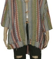 DRA Los Angles Jacquard Fabric Quarter Sleeve Pullover Tunic Hoodie Top Boho XL
