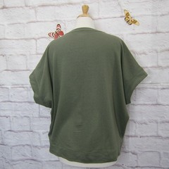 LOFT outlet short sleeve army green oversized cap sleeve sweatshirt size XL New!