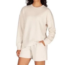 Lazypants Ladies’ Long Sleeve Luxe Crewneck Sweatshirt Cream, Berry B75