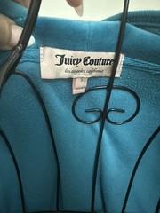 Vintage Juicy Couture USA Velour Hoodie & Shorts Set Turquoise Small Y2K
