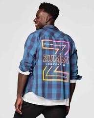 Zumba Convention Button Down Shirt ~ Blue ~ ZINCON ~ XS S M L XL XXL ~ Free Ship